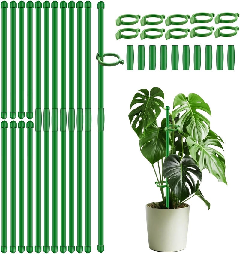 SupKing 20Pcs Plant Support Stakes 17 inch Garden Orchid Sticks Extended to 3ft 4ft 5ft Plant Poles with Clips for Indoor Outdoor Potted Tomato Rose Amaryllis Vegetables Comes with 20 Ties - Image 1